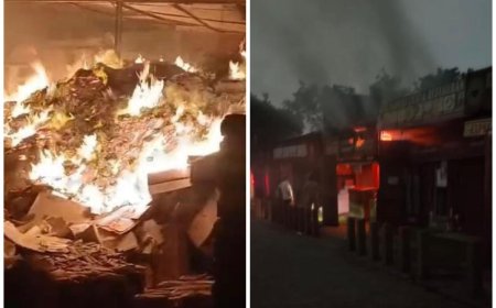 आगरा में कुछ घंटों के अंतराल में दो भीषण अग्निकांड, गत्ते के गोदाम और हैंडीक्राफ्ट शोरूम में धधकी आग