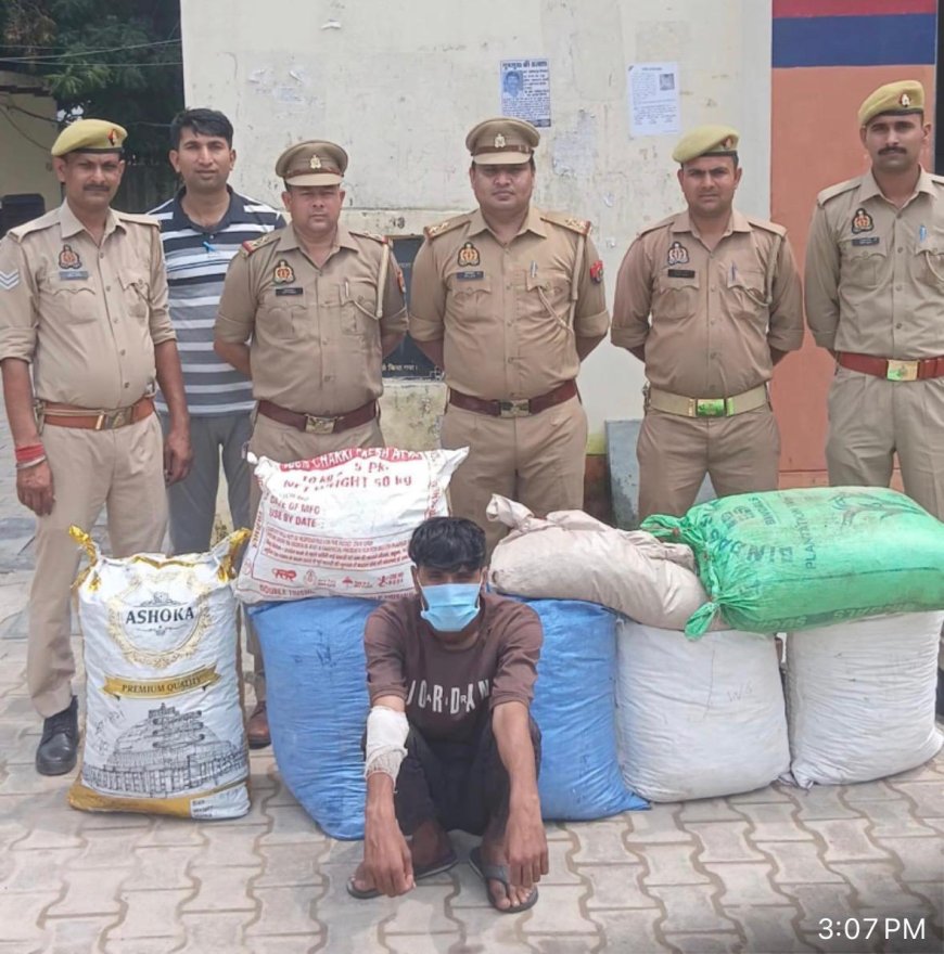 कैंटर में क्रेटों के नीचे छिपाकर ला रहे थे 51 लाख का गांजा, आगरा पुलिस ने चालक को दबोचा