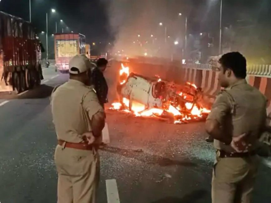 आगरा में जलती कार में फंसे तीन युवकों के लिए देवदूत बने दरोगा, जान जोखिम में डालकर बचाई जान