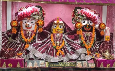 श्रीजगन्नाथ मंदिर के स्थापना दिवस पर भव्य आयोजन, सुर्ख गोटा-पत्ती पोशाक में सजे प्रभु ने मोहा भक्तों का मन