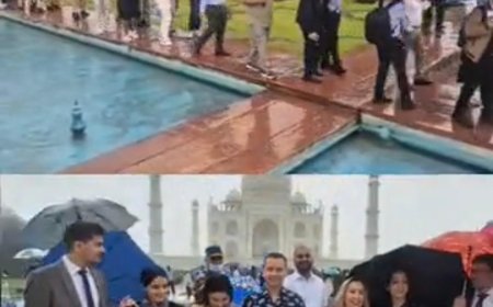 बारिश की फुहारों में छाता थामे दुनिया के दिग्गज जजों ने निहारी मोहब्बत की निशानी ताज