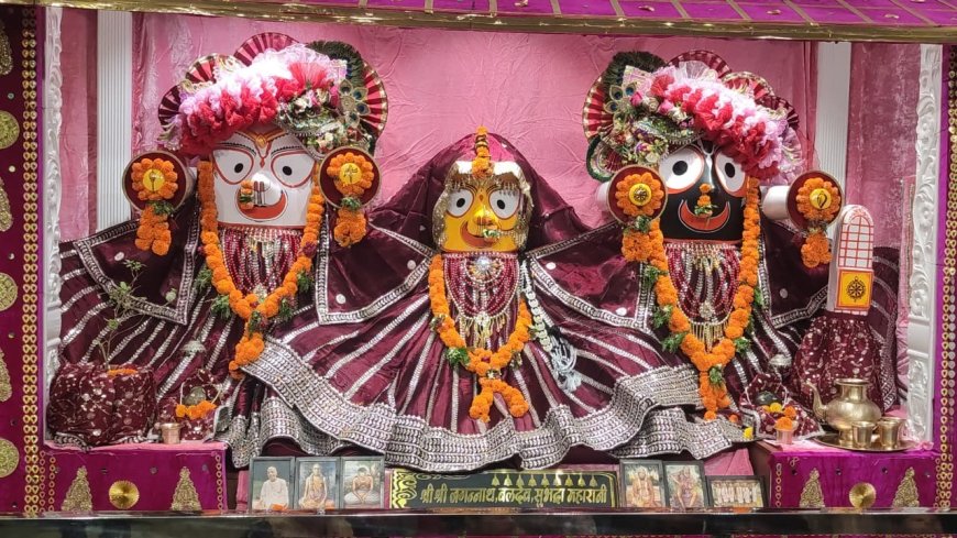 श्रीजगन्नाथ मंदिर के स्थापना दिवस पर भव्य आयोजन, सुर्ख गोटा-पत्ती पोशाक में सजे प्रभु ने मोहा भक्तों का मन