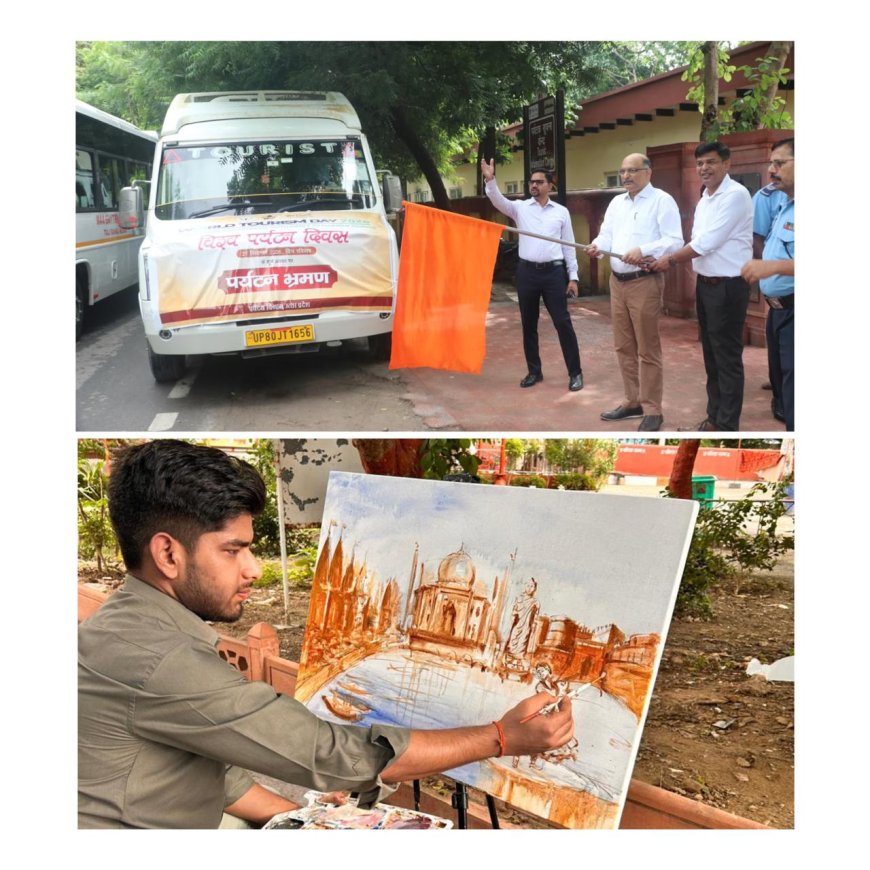 कैनवास पर सजी आगरा की विरासत, विश्व पर्यटन दिवस पर 62 विद्यार्थियों ने दिखाई कला