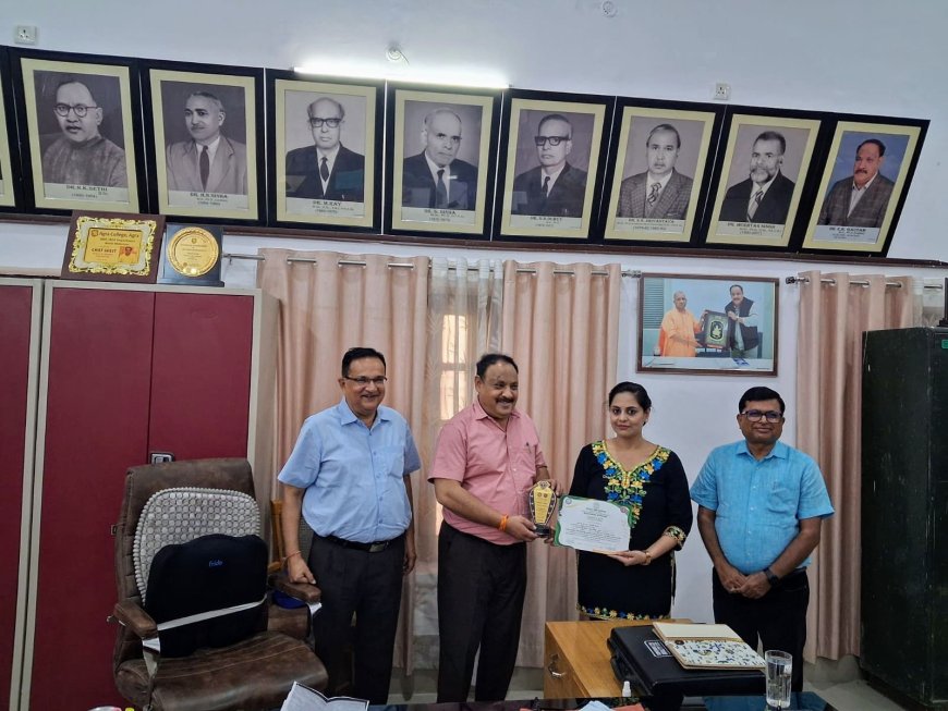 अंतरराष्ट्रीय सम्मेलन में आगरा कॉलेज की राधिका गोयल ने मारी बाजी, शोध प्रस्तुति में हासिल किया द्वितीय स्थान