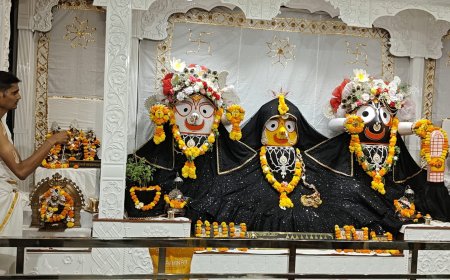 पुष्पों और रंगों से सजी श्रीकृष्ण की 16 कलाओं की सांझी, श्रीजगन्नाथ मंदिर में गूंजा हरिनाम संकीर्तन