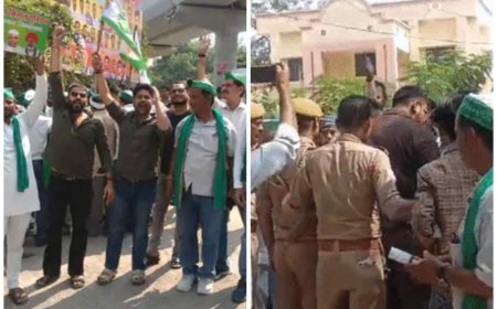 आगरा में धक्कामुक्की में जमीन पर गिरे सिटी मजिस्ट्रेट, एसआईआर के विरोध में किसानों का हंगामा