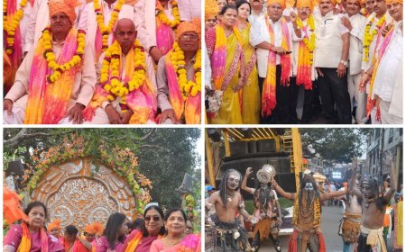 झांकियां, बग्घियां और घोड़ों पर सवार राम-लक्ष्मण, आगरा में निकली माथुर वैश्य समाज की शोभायात्रा