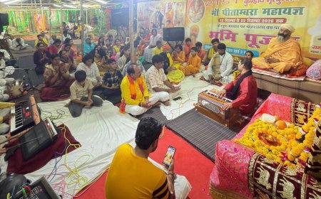 शरद पूर्णिमा पर मां पीताम्बरा के जयकारों से गूंजा जेसीबी चौराहा, 2151 कुंडीय महायज्ञ के लिए हुई मंगलकामना