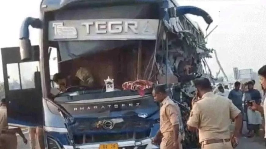 गोरखपुर लिंक एक्सप्रेसवे पर ट्रेलर से भिड़ी बस, चार यात्रियों की मौत, अंबेडकरनगर में तड़के करीब 5:30 बजे हुआ हादसा, तीन यात्री गंभीर, दोनों वाहनों के चालक फरार
