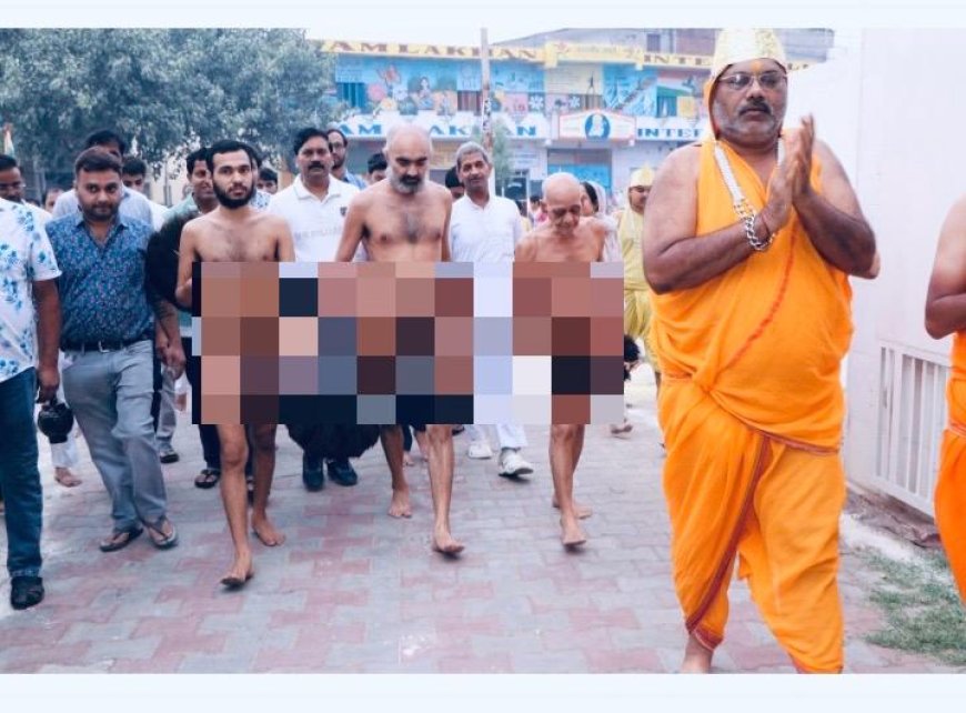 गूगल बाबा मुनिश्री समत्व सागर महाराज का ट्रांस यमुना जैन मंदिर में मंगल प्रवेश, दर्शन को उमड़े श्रद्धालु